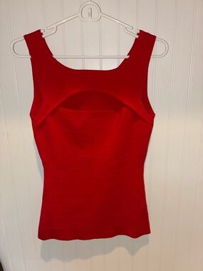 Cache Red Ribbed Sleeveless Tank